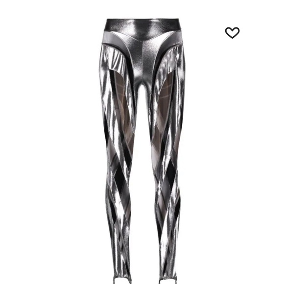 Mugler silver spiral leggings